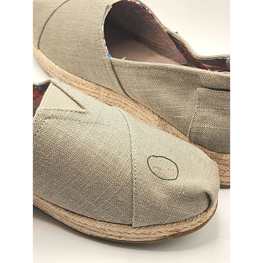 Women's 9.5 BOBS from Skechers Memory Foam Taupe Espadrille Wedge Shoes